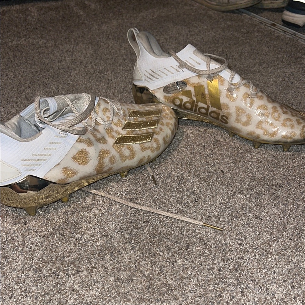 Adidas Gold and White Leopard Football Cleats
